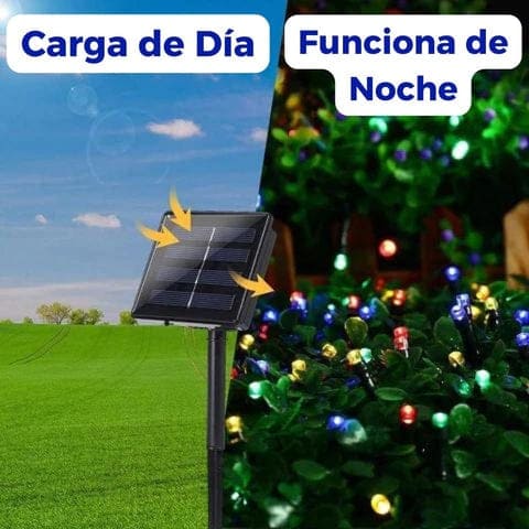 LUCES NAVIDEÑAS CON PANEL SOLAR DE 25 METROS